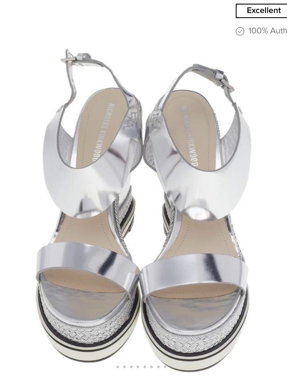 Nicholas Kirkwood Metallic Silver Wedge Sandals